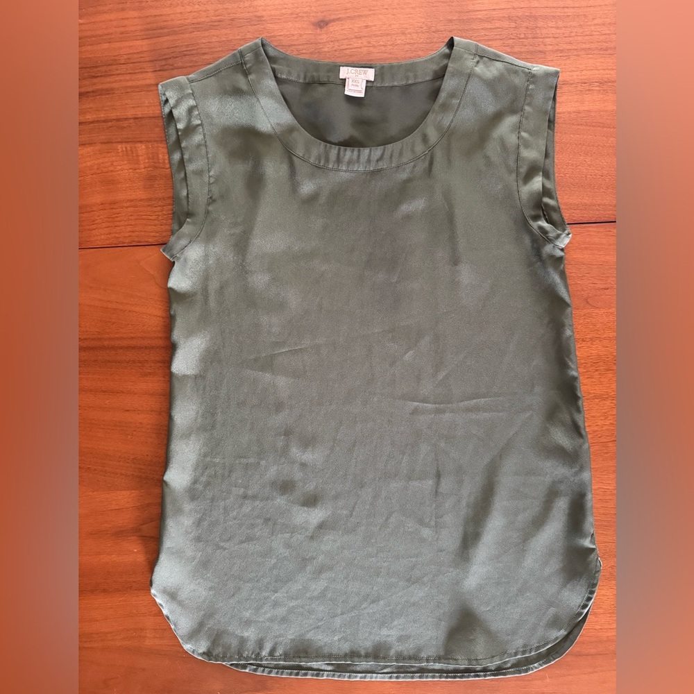 JCrew Factory Olive Green Sleeveless Tunic Blouse Size XXSPetite